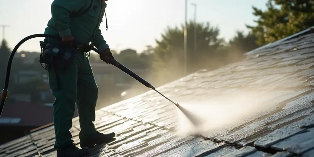 Traitement haute pression contre les mousses et algues